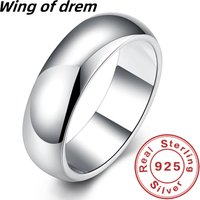 High Quality 925 Sterling Silver Ring Fashion Simple Smooth Round Ring Party Jewelry for Women Size 5 6 7 8 9 10 11