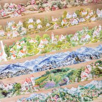 6 Rolls 6Cm×200Cm Village Themed Tape Pet Tape Set Little Village Series-Pet Waterproof, Self-Adhesive-Gift Wrapping Bag Sealing Sticker Tape, Landscape Pet Tape, Suitable for Various Scenarios,