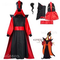 Anime Movie Fairytale Sorcerer Jafar Cosplay Costume Arab Outfits Set Halloween Fancy Suit Party Hat Villian Beard Roleplay