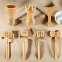 6/7/8Pcs/Set Wooden Facial Massage Tools Roller Anti-Aging Face Massager Kit Durable Scraping Board Manual Massage Tools