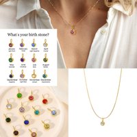 CARLIDANA Minimalist Birthstone Zircon Pendant necklace Fashion Style 18K Gold Plated Birthstone Charms Stainless Steel
