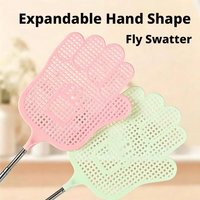Telescopic Fly Swatter Stainless Steel Fly Summer Mosquito Swatter With Plastic Cartoon Hand Shape Fly Killer For Home Garden