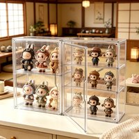Multi-Layer Acrylic Display Rack, Clear 3-Tier Dustproof Storage Box, Blind Box Organizer for Toy Doll Figure Collection
