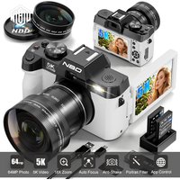 NBD Digital Camera 5K 64MP Vlog Camera App Control 60FPS Autofocus Compact Camera for Beginners Travel Girls Gift S100F White