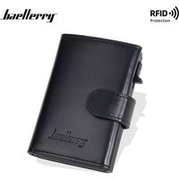 Baellerry Aluminum Card Holder for Men with Auto Pop-Up Slide Button, RFID Blocking Metal Wallet Anti-Scratch