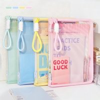 A4 Light Color Macaron Portable File Bag Book Bag Transparent Zipper Material Storage Bag,Student Study & Organization Essential