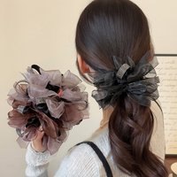 1pc Spring/Summer Style Water Diamond Mesh Bow Large Intestine Hairband Head Rope New High Elasticity Hair Accessories