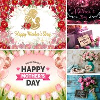 Happy Mother's Day Photography Backdrop Colorful Flowers Gifts March 8th Happy Women's Day Decor Girls Portrait Photo Backdrop