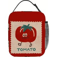 1pc Thermal Insulated Bag with Cute Tomato - Red Background, Non-Food Contact Thermal Insulation for Lunch
