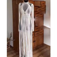 Beachapche Vestidos MacrameDress Women'S Hollow Tassel Woven Dress Celebrity Club Party Cocktail beach Dress