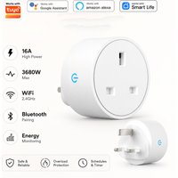 Tuya WiFi Bluetooth UK Smart Plug 16A , Energy Monitoring Outlet, APP Voice Timing Control, Works with Alexa Google Home