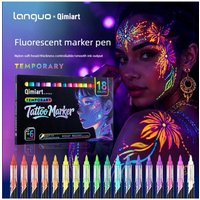 18 Colors UV Fluorescent Markers, Soft Tip Art Markers for DIY Drawing, Graffiti & School Stationery Supplies