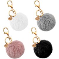 4 Pieces Female Hairball Fashion Key Chain Pendant Keyring Schoolbag
