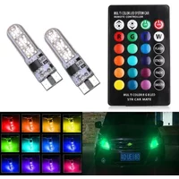 2x T10 Waterproof W5w 501 Car Wedge Side Light Bulb-6SMD 5050 RGB 7 Color LED Remote Control (NO Battery)Strobe Flash Wedge Lamp