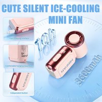 Mini Handheld Portable Fan, 199 Speeds & LED Screen, USB Rechargeable Travel Fan with Lanyard for In/Outdoor, Pink Fan for Gift
