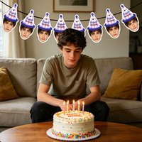 8pcs Custom Face Photo Birthday Banner, Personalized Face Cutouts Customized Party Decorations for Birthday Retirement
