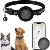Cat GPS Tracker Collar with Detachable AirTag Holder Adjustable Waterproof Anti Lost Positioning Reflective Dog Kitten Collars