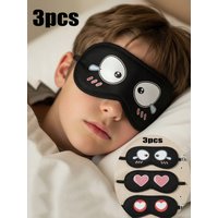 3Pcs Kids Cartoon Sleep Eye Masks for 3-10Y Boys, Color Printed Shading Eye Cover, Soft Eye Protection for Nap, Travel