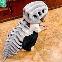 Adult Kids Plush Dinosaur Skeleton Cosplay Costume Kawaii Dinosaur Wearable Mask Creative Halloween Party Outfit Christmas Gift