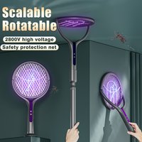 Rechargeable Electric Bug Zapper Racket - Rotating Head Fly Swatter Mosquito Trap Lamp for Indoor And Outdoor Use