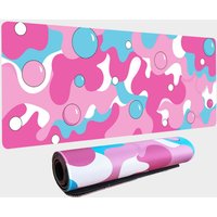 XXL Pink White Bubble mouse pad Geometric rubber non-slip stitched edge Durable washable pc keyboard pad suitable for gamers