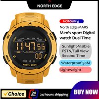 NORTH EDGE Mens Smart Watch Women Sportswatch Dual Time Running Pedometer Countdown Waterproof 50m Digital Alarm Military Clock