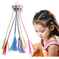 6pcs/set Colorful Braids Hair Extensions with Hair Clips Hair Styling Accessories For kids Hair Extensions Accessories