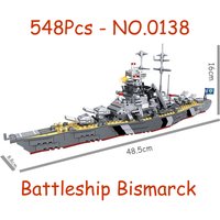 Woma Bausteine, Schlachtschiff Bismarck aus dem Zweiten Weltkrieg, 548 Teile, für 6–9 Jahre alte Jungen, Weihnachtsgeschenk, 48 cm lang