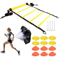 Agility Training Football Soccer Equipment, Fitness Training Disc Cones Ladder Chute Running Umbrella for Speed Balance Footwork