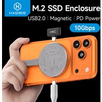 Hagibis Magnetic M.2 2230 NVMe SSD Enclosure Magsafe SSD Case USB C 3.2 Gen2 to NVMe PCI-E for iPhone 16 Pro Max ProRes MacBook