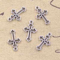 50pcs Charms Hollow Cross 19x12mm Tibetan Silver Color Pendants Antique Jewelry Making DIY Handmade Craft