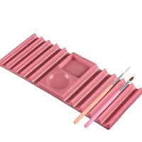 Nail Brush Holder Nail Arts Tools Storage Nail Brush Storage Non-slip Space Saving Double-Head Nail Painting Brush Holder Tray