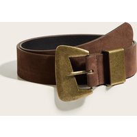 1Pc Boho Western Style Solid Color Women's Pu Belt, Vintage Irregular Bronze Buckle Brown Belt, Y2K Accessories Belts, Belts Y2K, Boho Belt, Western Belt for Women, Chunky Belt, Rodeo, to Pair with