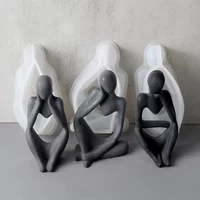 DIY Thinker Statue Silicone Mold 3D Nordic Art Abstract Human Body Plaster Ornament Mould Epoxy Resin Handicraft Mold Home Decor