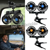 Dual Head Clip-On Car Fan 360° Rotatable USB Cooling Fan With Strong Airflow 12v 24v Adjustable 3-Speed Fan For Car Rear Seat