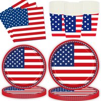 American Flag Paper Plates, Cups, Napkins Wholesale Independence Day Supplies Disposable Tableware 4th Of July USA Party Decors