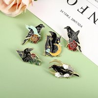 Moonlight Ribbon Flower Crow Metal Badge Electric Guitar Vintage Fashion Musical Instrument Brooch Student Bag Decorative Pin Ti