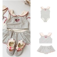 Girl Swimwears Stripe Long Sleeved Swimsuit Bow Baby Girls Swimwear Beach Shorts Kids Vacation Sunscreen Swimsuits