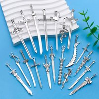 20pcs Ancient Silvery Sword Shape Bookmark Set Suitable Men And Women For DIY Necklace Keychain Jewelry Handmade Production