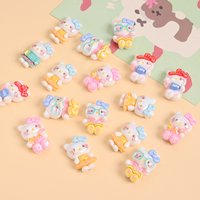 10Pcs KT Cat Resin Bead Sanrio Food Grade Teether Flat Bead For DIY Nursing Chewable Beads Necklace Infant Pacifier Accessory