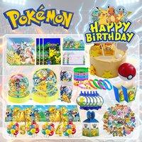 Pokemon Birthday Party Decoration Pikachu Birthday Supplies Balloons Cups Napkin Plate Banner Tablecloth Baby Shower Party Gifts