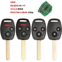 jingyuqin New 313.8Mhz Remote Car Key Fob For Honda CR-V Accord 2008 2009 2010 2011 2012 MLBHLIK-1T ID46 Chip 3/4 Buttons HON66