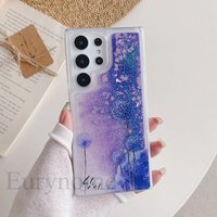 Flower Liquid Quicksand Case For Samsung Galaxy S24 Ultra S23 S22 S21 Plus S20 FE Note 20 Glitter Bling Blowball Clear TPU Cover