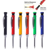 6 Teile/satz 2,8mm 6 Farben Metall Stift Clip Carpenter Mechanische Bleistift mit Spitzer Holzbearbeitung Werkzeuge Tiefe Loch Marker Bleistift