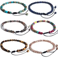 Adjustable 4MM Stone Beads Bracelet For Women Natural agate crystal tourmaline garnet Woven Bracelet For New Year Gift Jewelry