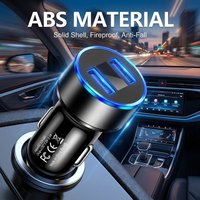 Dual USB Car Cigarette Lighter Adapter 3.1A Output LED Display Smart Material For Phone Tablet For iPhone 17 16 Pro For Samsung