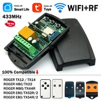 New Tuya Smart Switch Module 2CH WIFI Receiver For ROGER E80 TX52R TX54R M80 TX44R H80 TX22 TX12 433.92MHz Garage Remote Control