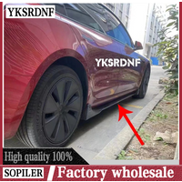 For Tesla Model 3 AND MODEL Y 2018-2023+ 4 PCS GLOSSY BLACK / Carbon Fiber COLOR Body Kit Side Skirt Spoiler Accessories