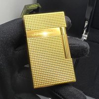 D L1/L2 Options Diamond Pattern Loud Ping Sound, Butane Refillable, Gold Finish, Silver Collection