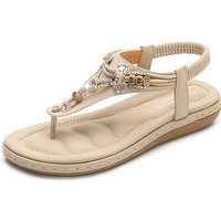 Shoes Women 2025 Summer Rome Sandals Retro Clip Toe Rhinestone Wedge Platform Beach Bohemian Flip Flops Sandalias De Mujer